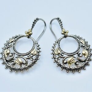 Barbara Bixby 18k Gold & Sterling Vine & Leaf Chandelier Dangle Earrings